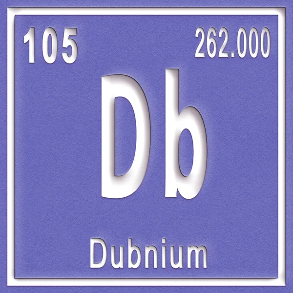 Dubnium chemical element, Sign with atomic number and atomic weight, Periodic Table Element