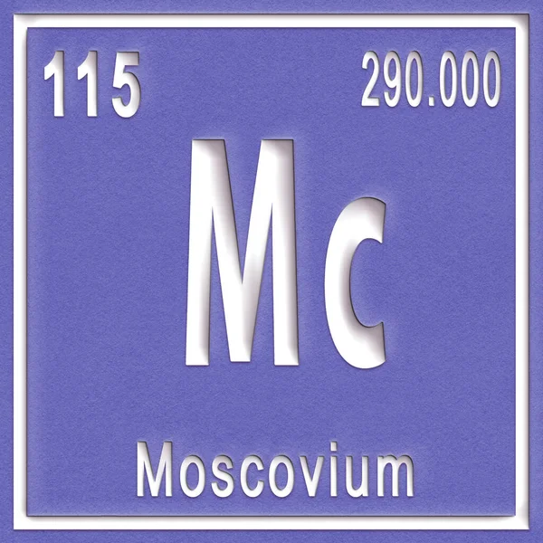 モスコビウム化学元素 原子番号及び原子量の記号 周期表元素 — ストック写真