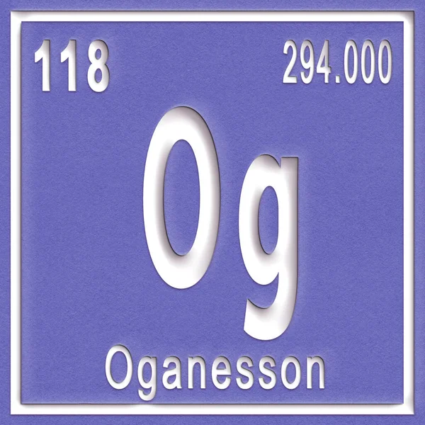 Oganesson Kémiai Elem Jelzés Atomszámmal Atomtömeggel Periódusos Táblázat Elem — Stock Fotó
