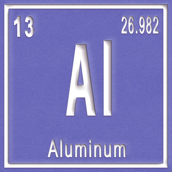 铝化学元素 带有原子序数和原子量的符号 周期表元素 — 图库照片