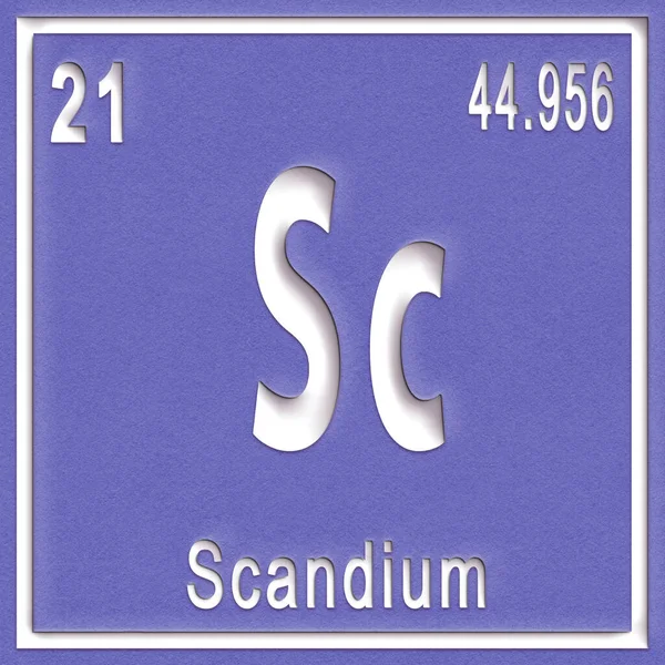 Chemický Prvek Skandia Značka Atomovým Číslem Atomovou Hmotností Prvek Periodické — Stock fotografie