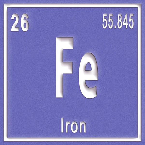 铁化学元素 具有原子序数和原子量的符号 周期表元素 — 图库照片