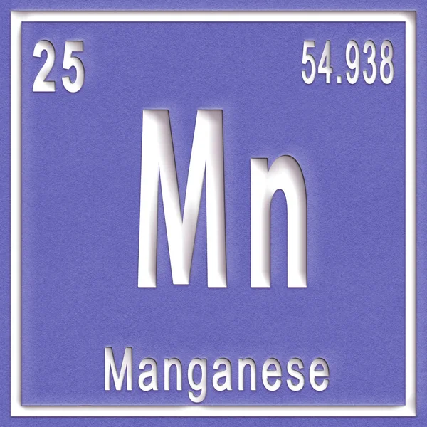 锰化学元素 具有原子序数和原子量的符号 周期表元素 — 图库照片