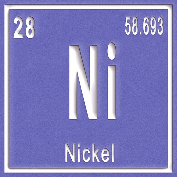 Pierwiastek Chemiczny Niklu Znak Liczbą Atomową Masą Atomową Pierwiastek Tabeli — Zdjęcie stockowe
