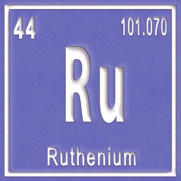 Ruthenium Kemiskt Grundämne Tecken Med Atomnummer Och Atomvikt Periodiskt Tabellelement — Stockfoto