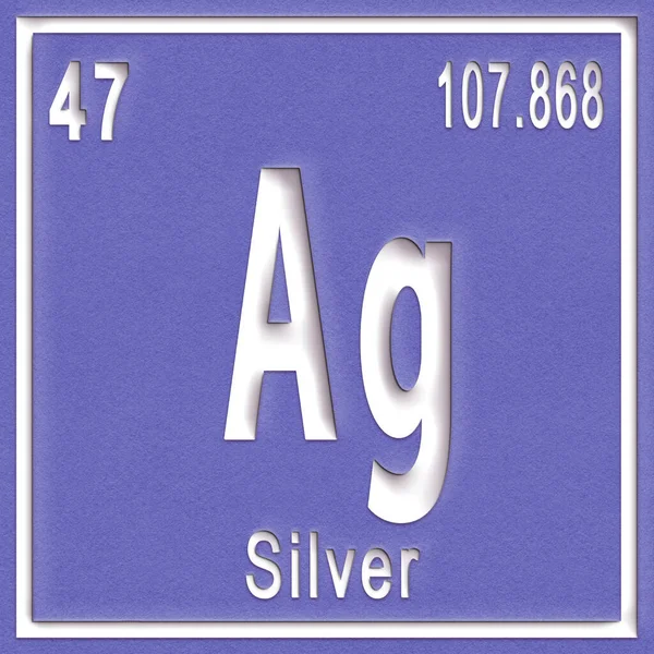 Срібний Хімічний Елемент Знак Атомним Числом Атомною Вагою Періодичний Елемент — стокове фото