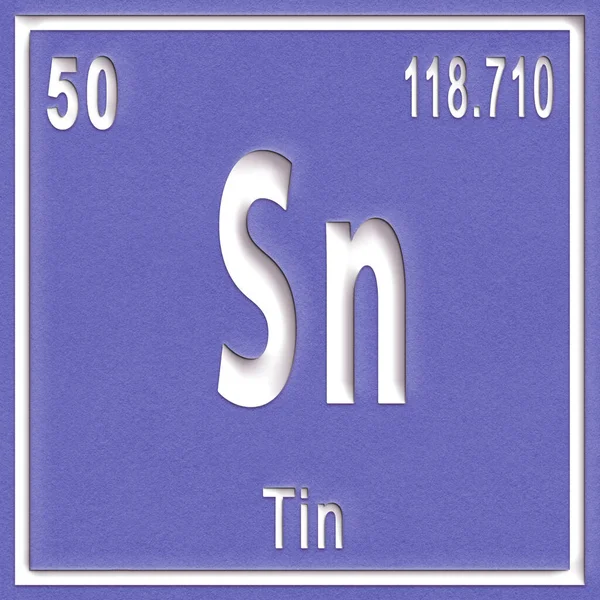 Elemento Químico Estanho Sinal Com Número Atômico Peso Atômico Elemento — Fotografia de Stock
