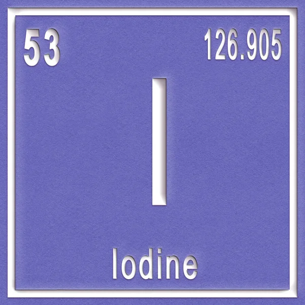 Elemento Químico Iodo Sinal Com Número Atômico Peso Atômico Elemento — Fotografia de Stock