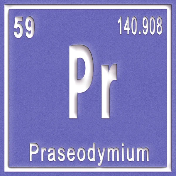 Elemento Químico Praseodímio Sinal Com Número Atômico Peso Atômico Elemento — Fotografia de Stock
