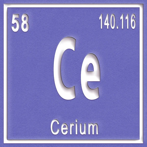 Cerium Kémiai Elem Jelzés Atomszámmal Atomtömeggel Periódusos Táblázat Elem — Stock Fotó