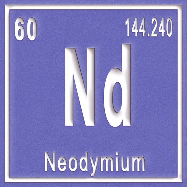 Elemento Químico Neodímio Sinal Com Número Atômico Peso Atômico Elemento — Fotografia de Stock