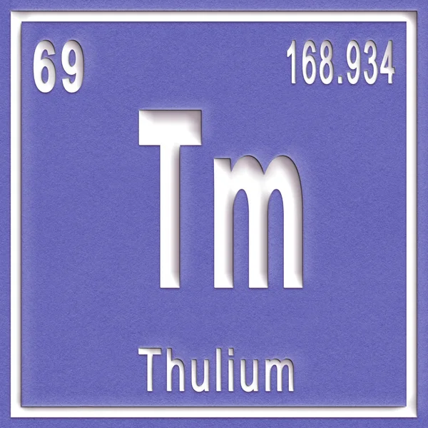 Thulium Kemisk Grundämne Tecken Med Atomnummer Och Atomvikt Periodisk Tabell — Stockfoto