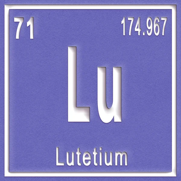 Lutécium Kémiai Elem Jelzés Atomszámmal Atomtömeggel Periódusos Táblázat Elem — Stock Fotó