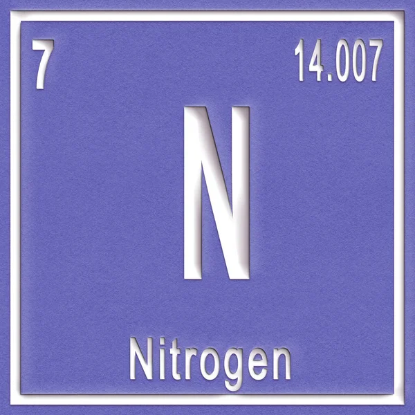 氮化学元素 具有原子序数和原子量的符号 周期表元素 — 图库照片