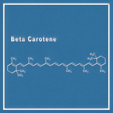 Beta Carotene, beyaz bir grup üzerinde yapısal kimyasal formül.