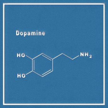 Beyaz zemin üzerinde dopamin hormonu yapısal kimyasal formülü