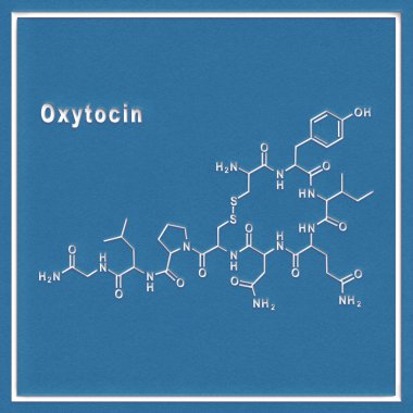 Beyaz zemin üzerinde oksitosin hormonu yapısal kimyasal formülü