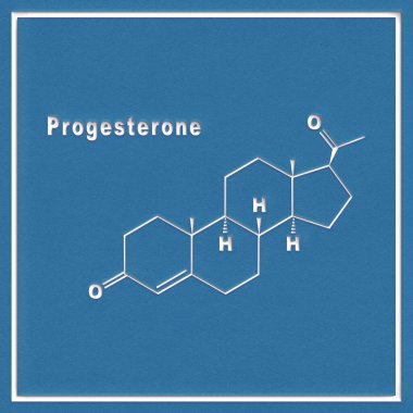 Beyaz zemin üzerinde Progesteron Hormonu Yapısal Kimyasal Formülü