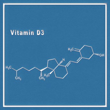 D3 vitamini, beyaz zemin üzerinde yapısal kimyasal formül