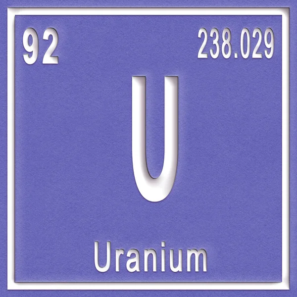 Élément Chimique Uranium Signe Avec Numéro Atomique Poids Atomique Élément — Photo