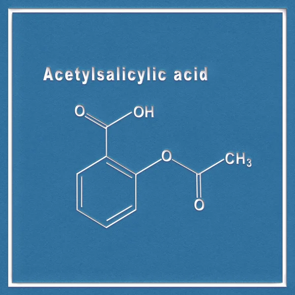 Ацетилсаліцилова Кислота Аспірин Структурна Хімічна Формула Білому Тлі — стокове фото