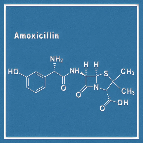 Amoxicilina Antibiótico Fórmula Química Estructural Sobre Fondo Blanco —  Fotos de Stock
