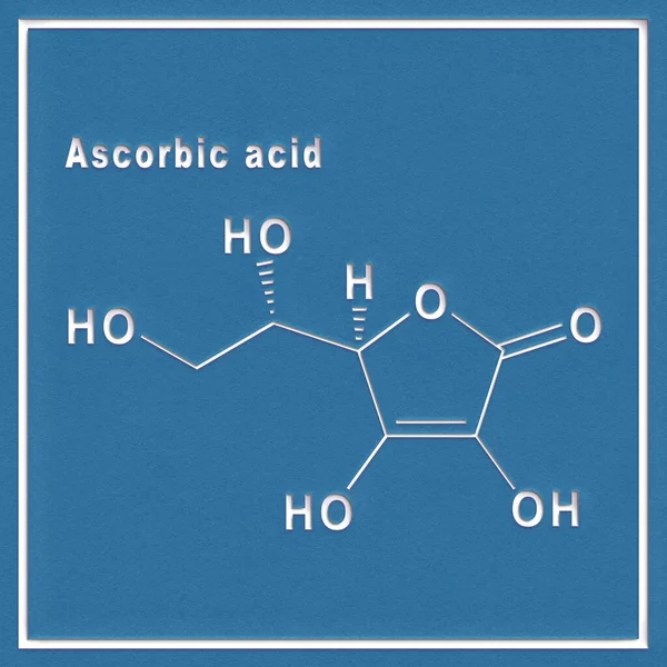 Kyselina Askorbová Strukturní Chemický Vzorec Bílém Pozadí — Stock fotografie