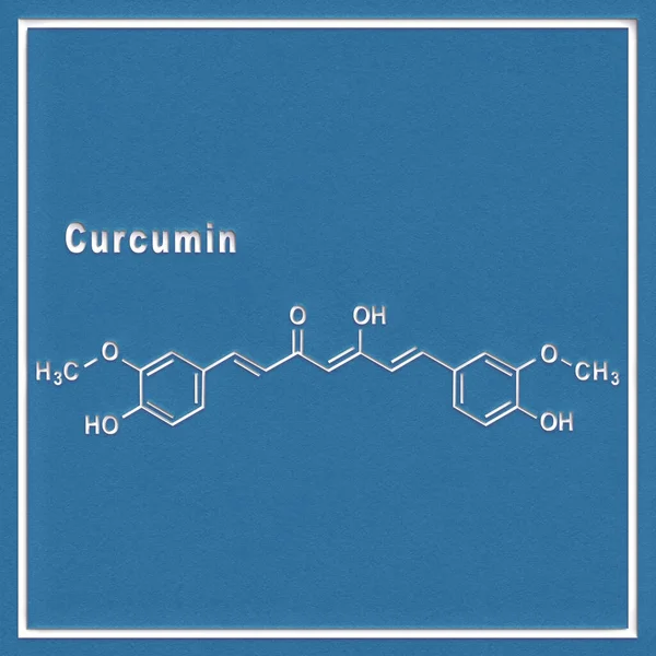 Especia Curcumina Cúrcuma Fórmula Química Estructural Sobre Fondo Blanco — Foto de Stock