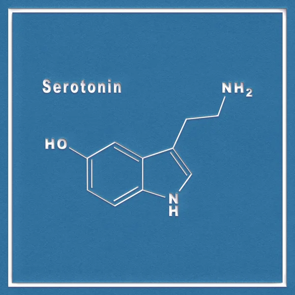 白い背景にセロトニンホルモン構造化学式 — ストック写真