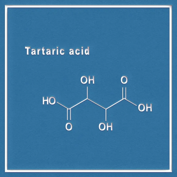 Tartaric Acid Structural Chemical Formula White Backgroun — Foto Stock