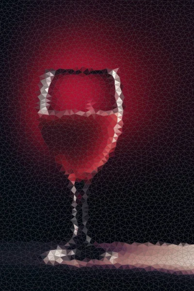 Polygonal Red Wine Glass Black Background — Stock Photo, Image