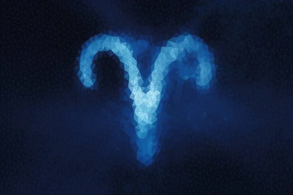 Aries Zodiac Sign Polygonal Art Blue Háttér — Stock Fotó