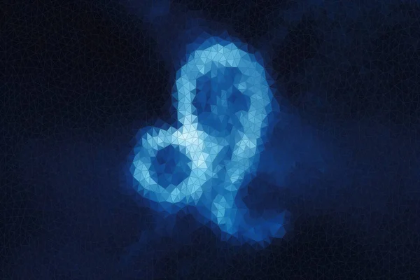 Leo Zodiac Sign Polygonal Art Blue Background — Stock Photo, Image