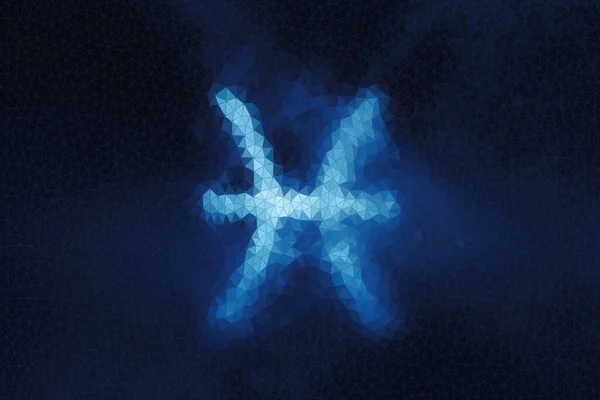 Pisces Zodiac Sign Polygonal Art Blue Background — Stock Photo, Image
