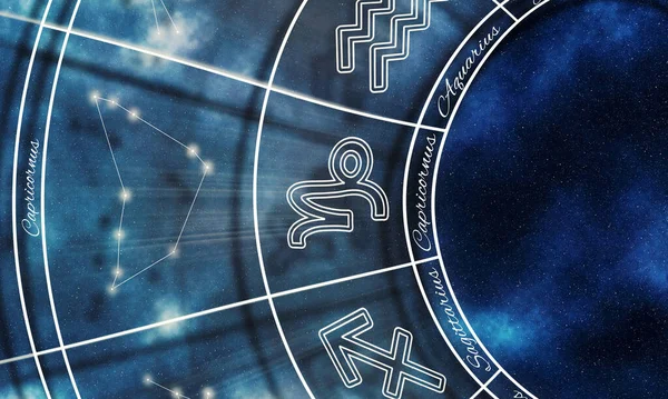 Capricorn Zodiac Sign Night Sky Background Horoscope Symbol — 스톡 사진