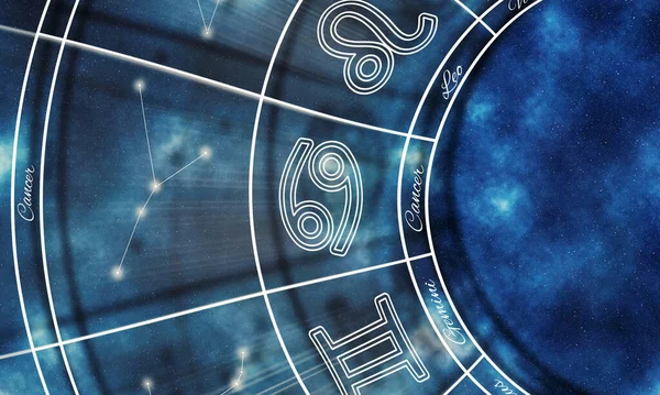 Kanker Zodiak Sign Nachtelijke Hemel Achtergrond Horoscoop Symbool — Stockfoto