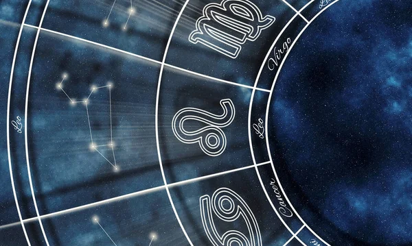 Leo Zodiac Sign Night Sky Background Horoscope Symbol — 스톡 사진