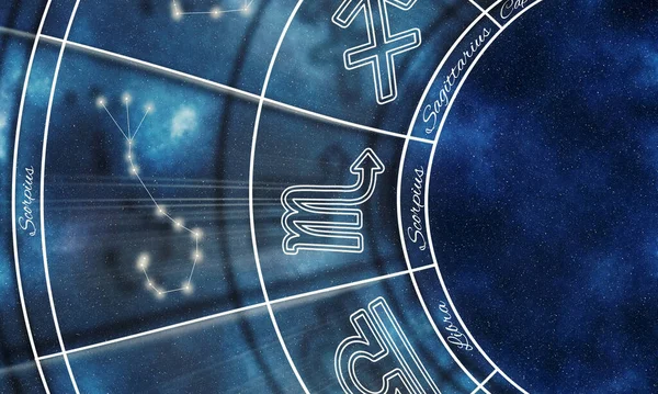 Scorpio Zodiac Sign Night Sky Background Horoscope Symbol — 스톡 사진