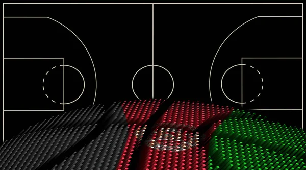 Afghanistan Basketbalveld Achtergrond Basketbal Bal Zwarte Achtergrond — Stockfoto