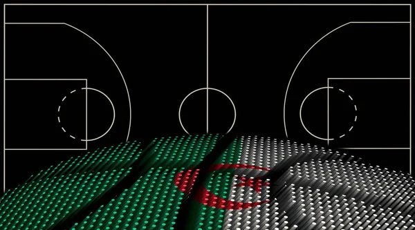 Algeria Basketball Court Background Basketball Ball Black Background — 스톡 사진