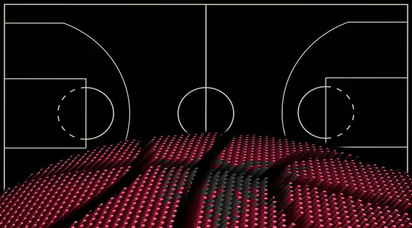 Albánie Basketbalové Hřiště Pozadí Basketbal Míč Černé Pozadí — Stock fotografie