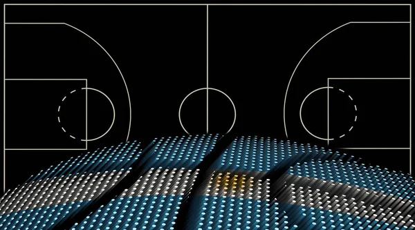 アルゼンチンバスケットボールコートの背景 バスケットボールボール ブラックの背景 — ストック写真