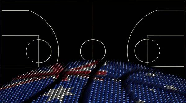 Australië Basketbalveld Achtergrond Basketbal Ball Zwarte Achtergrond — Stockfoto