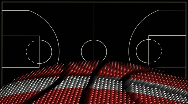 Oostenrijk Basketbalveld Achtergrond Basketbal Bal Zwarte Achtergrond — Stockfoto