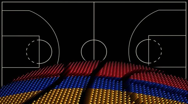 Ermenistan Basketbol Sahası Geçmişi Basketbol Topu Siyah Arka Plan — Stok fotoğraf