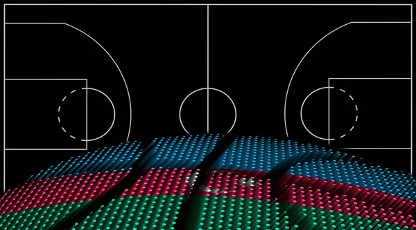 アゼルバイジャンバスケットボールコートの背景 バスケットボールボール ブラックの背景 — ストック写真