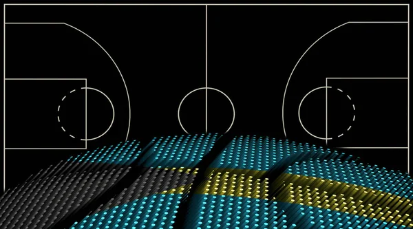 Bahama Basketbalveld Achtergrond Basketbal Bal Zwarte Achtergrond — Stockfoto