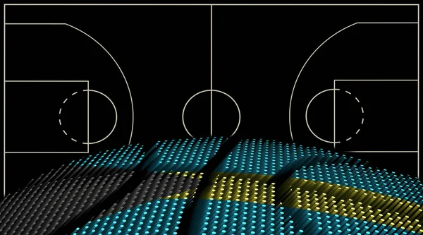 Bahamas Basketball Court Background Basketball Ball Black Background — Stock Photo, Image