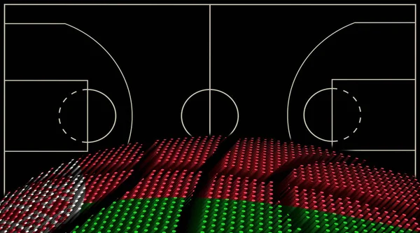 Wit Rusland Basketbalveld Achtergrond Basketbal Bal Zwarte Achtergrond — Stockfoto