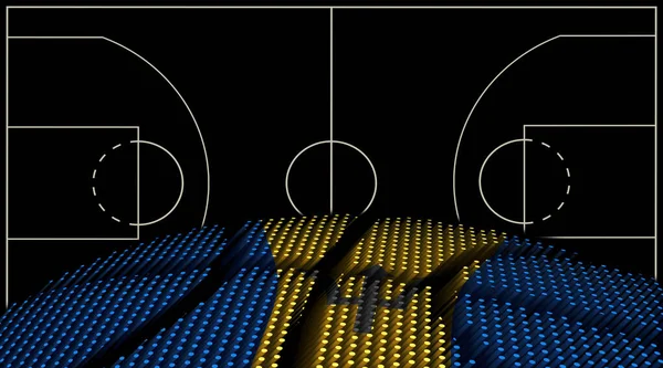 Barbados Basketball Court Background Basketball Ball Black Background — Stock Photo, Image